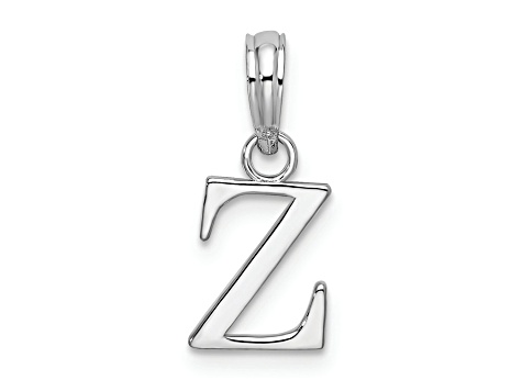 Sterling Silver Polished Block Initial -Z- Pendant