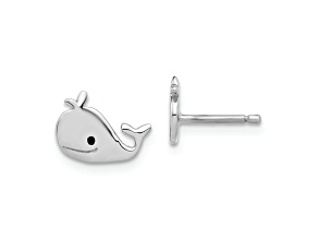 Sterling Silver Enamel Whale Children's Post Earrings
