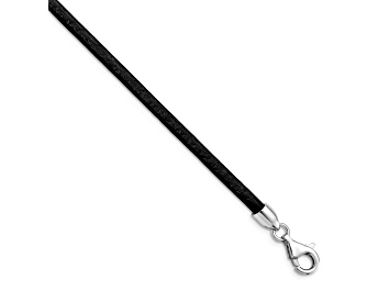 Picture of Black Leather 16 inch 3mm Necklace