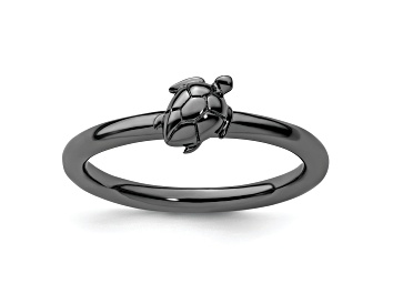 Picture of Sterling Silver Stackable Expressions Black-plated Turtle Ring