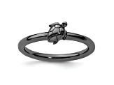 Sterling Silver Stackable Expressions Black-plated Turtle Ring