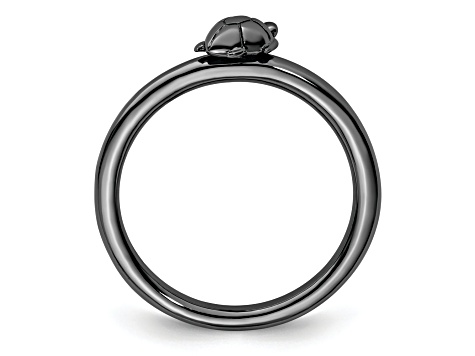 Sterling Silver Stackable Expressions Black-plated Turtle Ring