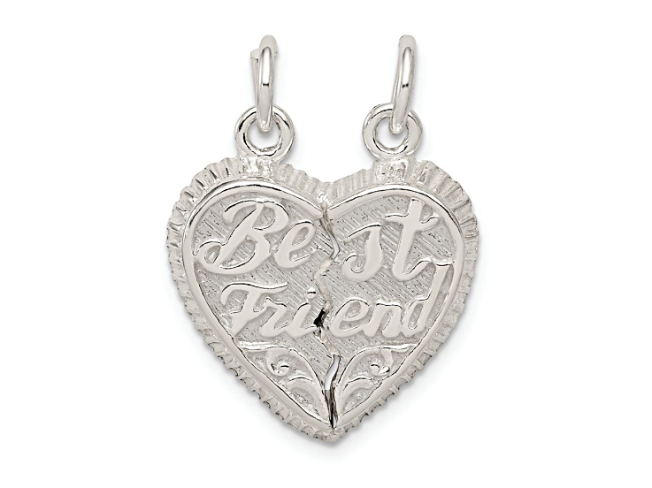 Sterling Silver Best Friend 2-piece Break apart Heart Charm