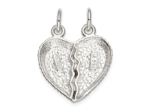 Sterling Silver Best Friend 2-piece Break apart Heart Charm