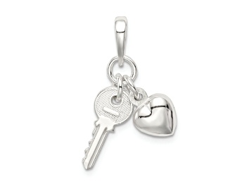 Picture of Sterling Silver Textured Heart with Key Charm