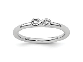 Sterling Silver Stackable Expressions Rhodium Infinity Symbol Ring