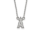Rhodium Over Sterling Silver MLB LogoArt Los Angeles Angels Small Pendant Necklace
