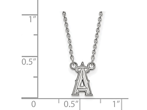 Rhodium Over Sterling Silver MLB LogoArt Los Angeles Angels Small Pendant Necklace