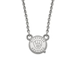 Rhodium Over Sterling Silver MLB LogoArt Milwaukee Brewers Pendant Necklace