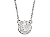 Rhodium Over Sterling Silver MLB LogoArt Washington Nationals Pendant Necklace