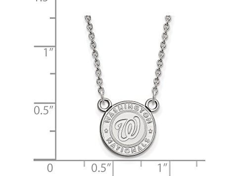 Rhodium Over Sterling Silver MLB LogoArt Washington Nationals Pendant Necklace