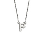 Rhodium Over Sterling Silver MLB LogoArt Pittsburgh Pirates P Pendant Necklace