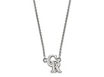 Rhodium Over Sterling Silver MLB LogoArt Colorado Rockies Pendant Necklace