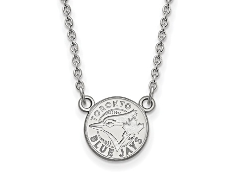Rhodium Over Sterling Silver MLB LogoArt Toronto Blue Jays Pendant Necklace