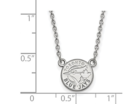 Rhodium Over Sterling Silver MLB LogoArt Toronto Blue Jays Pendant Necklace