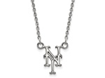 Rhodium Over Sterling Silver MLB LogoArt New York Mets N-Y Pendant Necklace