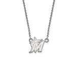 Rhodium Over Sterling Silver MLB LogoArt Miami Marlins Small Pendant Necklace
