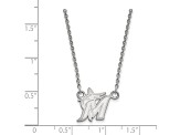 Rhodium Over Sterling Silver MLB LogoArt Miami Marlins Small Pendant Necklace