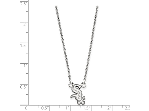 Rhodium Over Sterling Silver MLB LogoArt Chicago White Sox Pendant Necklace