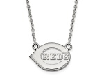 Rhodium Over Sterling Silver MLB LogoArt Cincinnati Reds Pendant Necklace