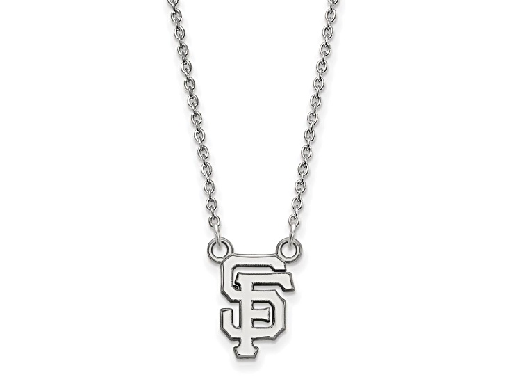 Rhodium Over Sterling Silver MLB LogoArt San Francisco Giants Pendant Necklace