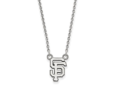 Rhodium Over Sterling Silver MLB LogoArt San Francisco Giants Pendant Necklace