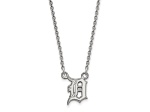 Rhodium Over Sterling Silver MLB LogoArt Detroit Tigers D Pendant Necklace