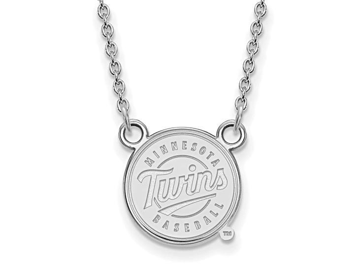 Rhodium Over Sterling Silver MLB LogoArt Minnesota Twins Pendant Necklace