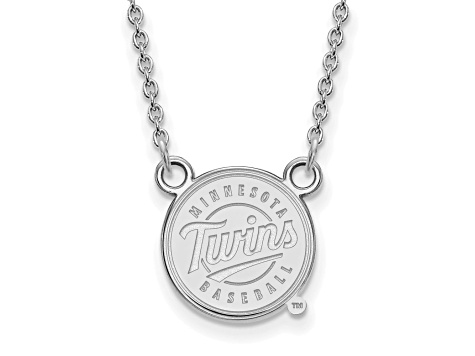 Rhodium Over Sterling Silver MLB LogoArt Minnesota Twins Pendant Necklace