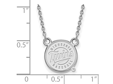 Rhodium Over Sterling Silver MLB LogoArt Minnesota Twins Pendant Necklace