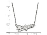 Rhodium Over Sterling Silver MLB LogoArt Los Angeles Dodgers Pendant Necklace