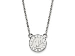 Rhodium Over Sterling Silver MLB LogoArt Texas Rangers Pendant Necklace