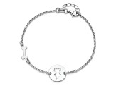 Sterling Silver Rhodium-plated Puppy and Bone with 0.5 Inch Extension Bracelet