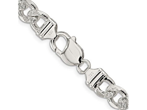 Sterling Silver 9.5mm Pavé Flat Figaro Chain