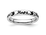 Sterling Silver Stackable Expressions Expressions Black Enamel Hope Ring