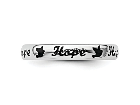 Sterling Silver Stackable Expressions Expressions Black Enamel Hope Ring