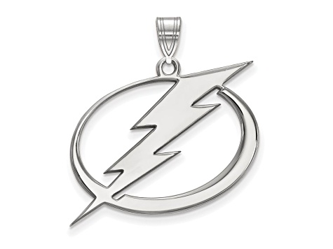 Rhodium Over Sterling Silver NHL LogoArt Tampa Bay Lightning Extra Large Pendant