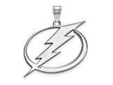 Rhodium Over Sterling Silver NHL LogoArt Tampa Bay Lightning Extra Large Pendant
