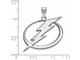 Rhodium Over Sterling Silver NHL LogoArt Tampa Bay Lightning Extra Large Pendant