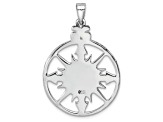 Rhodium Over Sterling Silver Polished Enameled Compass Rose-tone Pendant