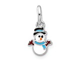 Rhodium Over Sterling Silver Multi-color Enamel Snowman Children's Pendant