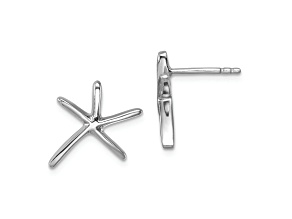 Rhodium Over Sterling Silver Polished Starfish Post Earrings