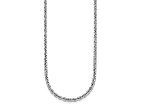 Rhodium Over Sterling Silver 3.1mm Rolo 16 Inch Chain