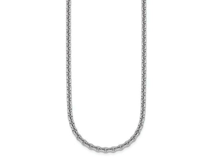 Rhodium Over Sterling Silver 3.1mm Rolo 20 Inch Chain