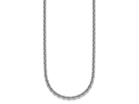 Rhodium Over Sterling Silver 3.1mm Rolo 30 Inch Chain