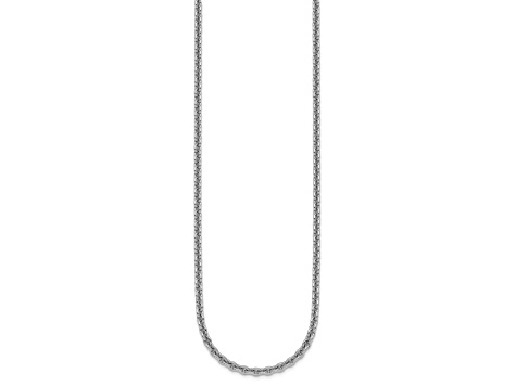 Rhodium Over Sterling Silver 3.1mm Rolo 30 Inch Chain