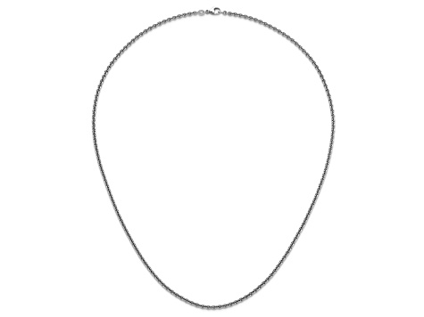 Rhodium Over Sterling Silver 3.1mm Rolo 30 Inch Chain
