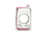 Sterling Silver Enameled Pink Cell Phone Bead