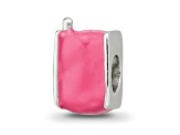 Sterling Silver Enameled Pink Cell Phone Bead
