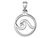 Rhodium Over Sterling Silver Polished Wave Pendant